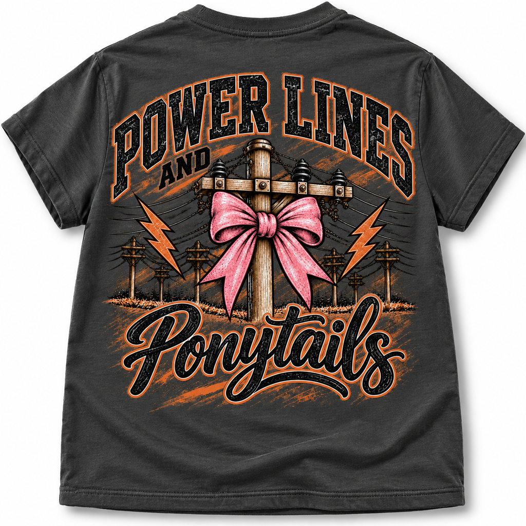 Power Lines and Ponytails Kids Tee